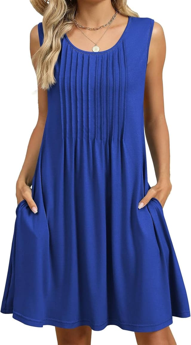 Thumbnail 6 de PICKLION Women’s Summer Boho Floral Midi Dress with Side Pockets (Sleeveless, Loose Fit)