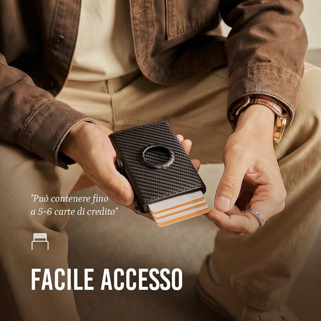 Thumbnail 1 de Portafoglio Airtag Slim Carbon Nero 12 Carte