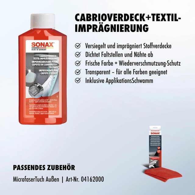 Thumbnail 3 de SONAX Cabrioverdeck Textil-Imprägnierung 250 ml
