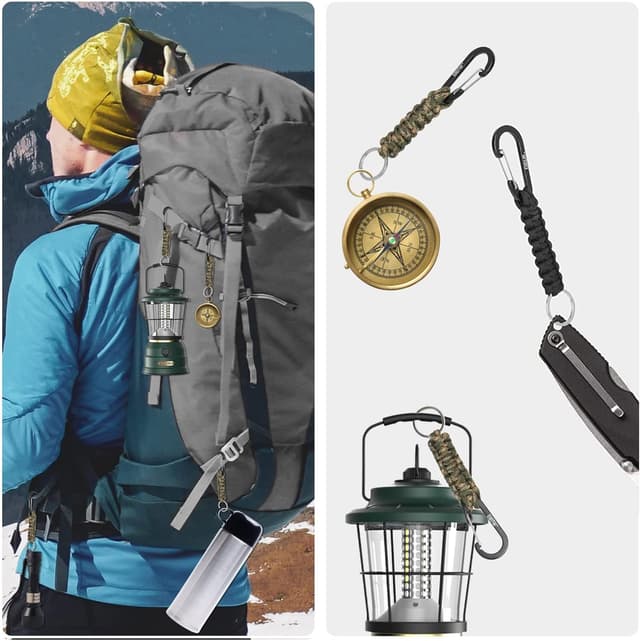 Detalle de EOTW Paracord Schlüsselanhänger mit Karabiner und D-Ring – personalisierbar, für Schlüssel, Auto, Camping & Alltag