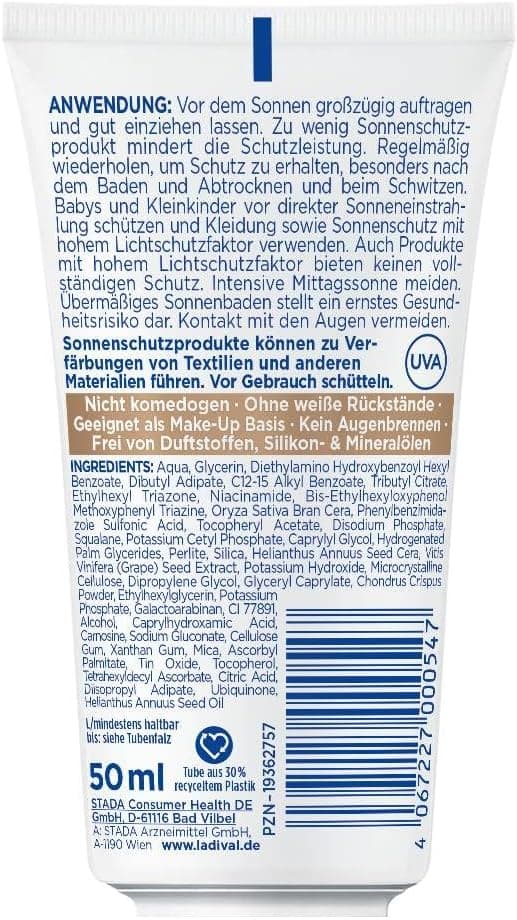 Detalle de LADIVAL Sonnenschutz Lotion LSF 50 für trockene Haut – wasserfeste Sonnencreme bei Neurodermitis-Neigung