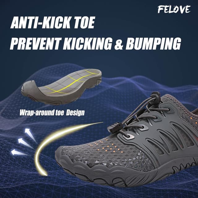 Detalle 2 de FELOVE Chaussures de plage ultra-légères pour plongée, surf & snorkeling (pieds nus) — pantoufles hommes et femmes