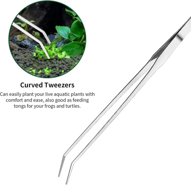 Detalle de Houbobo 4PCS Aquascape Tools Aquarium Kit (stainless steel) for plant trimming, algae scraping and substrate tidying