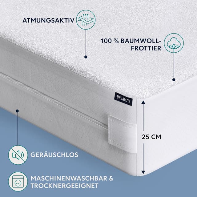 Detalle 2 de Dreamzie Matratzenbezug 90 x 200 für Allergiker