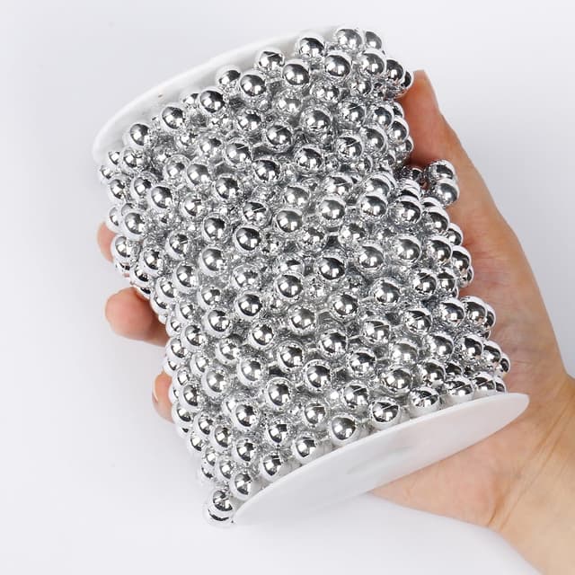 Detalle 2 de Silver Pearl Beads Garland 33 ft, 10mm ๐