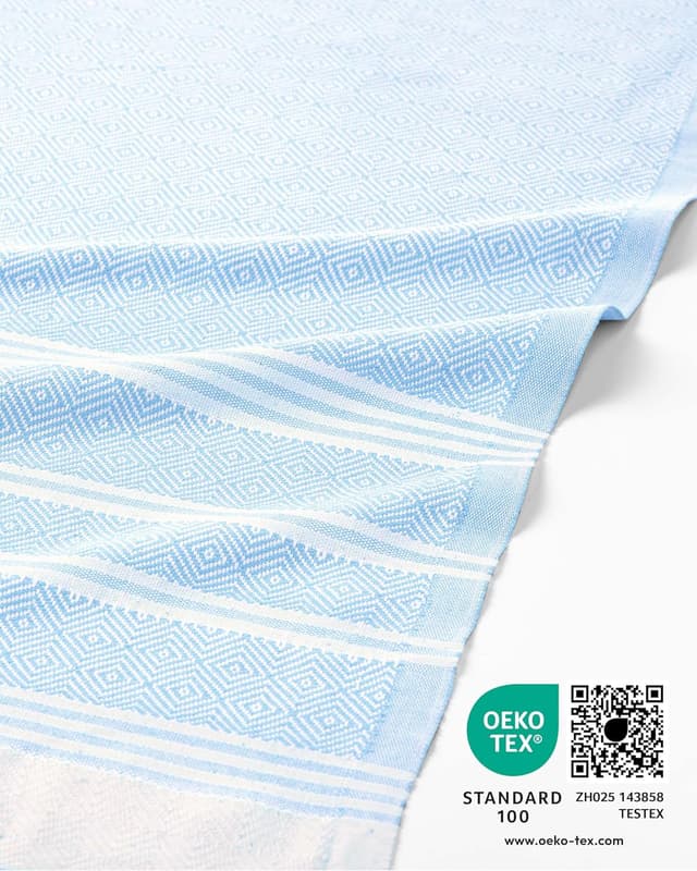 Detalle 2 de Fit-Flip Fouta en coton 100% hammam 100x200 cm Diamond – serviette de plage légère à séchage rapide, bleu glacé