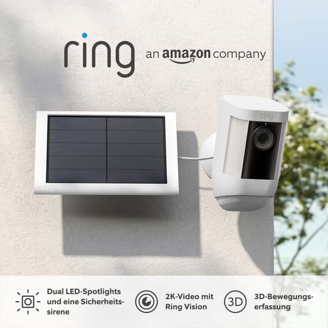 Detalle de Ring Spotlight Kamera Pro Solar (Spotlight Cam Pro Solar) – 2K-Video, 3D-Bewegungserfassung & Solarbetrieb
