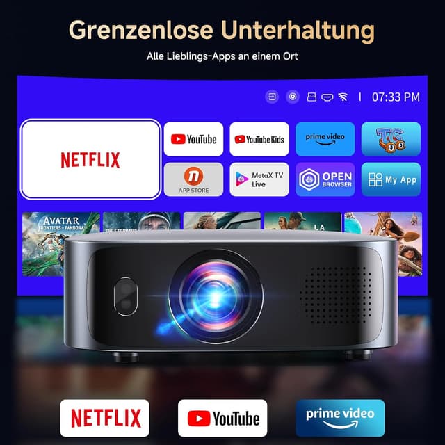 Detalle 2 de KOGATA Smart Beamer 4K (Kurzdistanz) mit Autofokus, 6D-Trapezkorrektur, Netflix & Dolby Audio