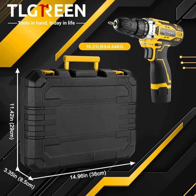 Detalle 2 de TLGREEN Perceuse à percussion sans fil 12V — Coffret 138 pièces