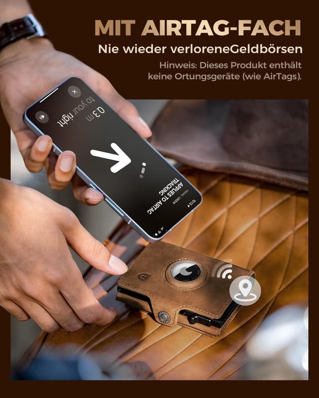 Detalle 2 de LORZOR AirTag Wallet Slim Wallet 10+ Münzen