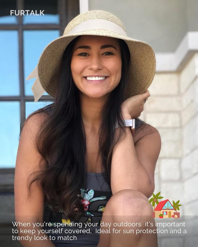 Thumbnail 6 de FURTALK Beach Sun Straw Hat UPF 80+