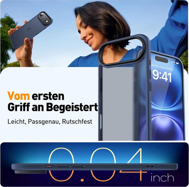 Detalle 2 de Anqrp Matt Zero Serie für iPhone 17 Air Hülle – dünn, matt, stoß- und kratzfest (dunkelblau)