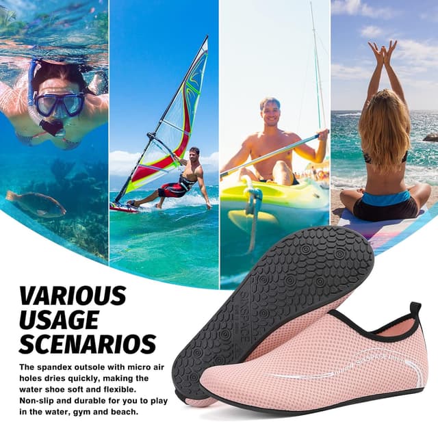 Detalle de Sixspace Barefoot Water Shoes (Men & Women) – Lightweight neoprene aqua trainers for swim, surf and beach