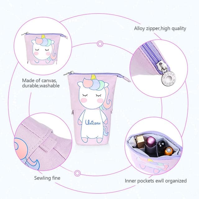 Detalle de Vicloon astuccio telescopico cartoon con cerniera ed espansione, con 2 “matite eterne”