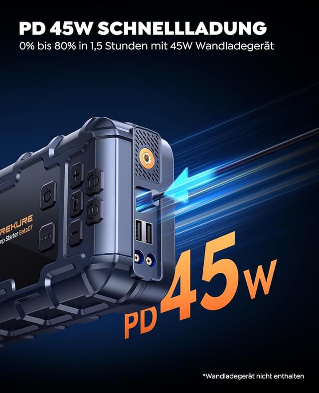 Detalle 2 de TREKURE Powerbank Starthilfe 6500A mit Kompressor