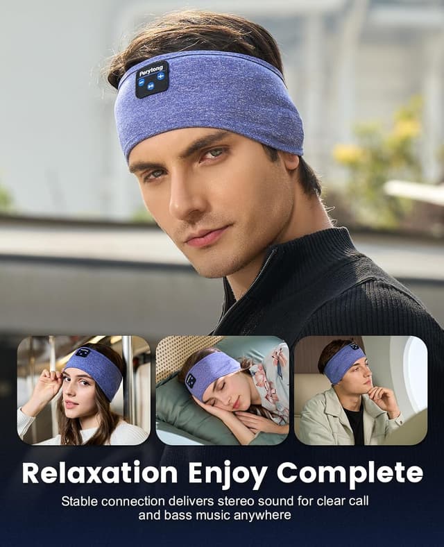 Detalle de Schlafkopfhörer mit Bluetooth von Perytong (Schlafhelm/Schlafmaske/Kopfbügel, waschbar, für Seitenschläfer)
