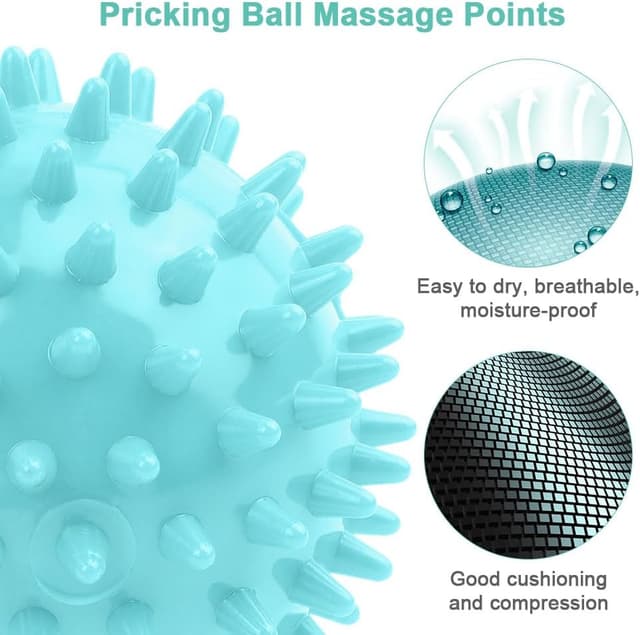 Detalle de URAQT Palline da Massaggio in PVC con punti (3 pezzi) per automassaggio fitness: rosa, giallo e azzurro