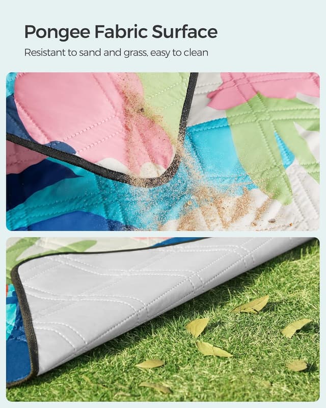 Detalle 2 de SONGMICS Picnic Blanket 200 x 200 cm (GCM087Q03) – large foldable mat for camping, park, beach