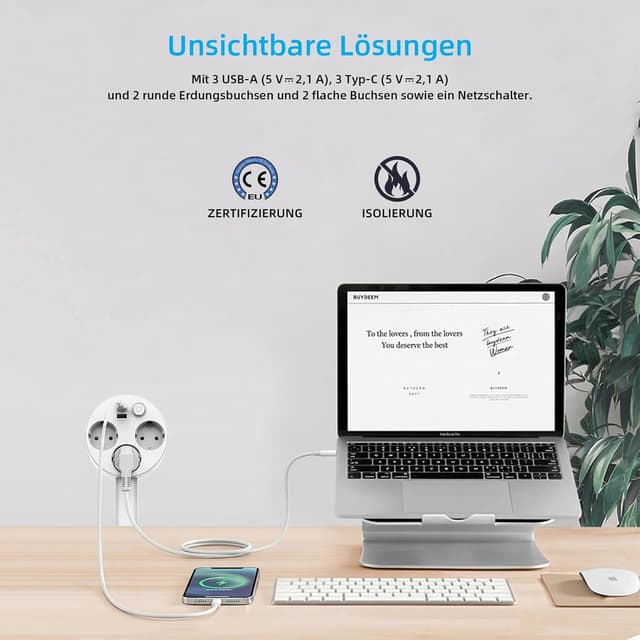 Detalle 2 de SMBLCE Steckdosenverlängerung mit USB-C