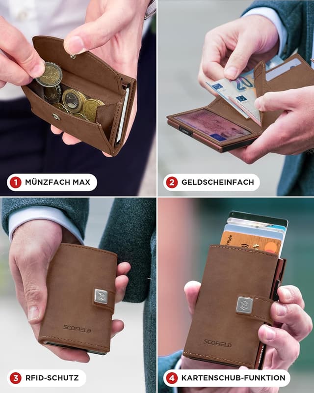 Detalle 2 de SF SCOFIELD Trinity Geldbörse Herren 12 Karten 👝