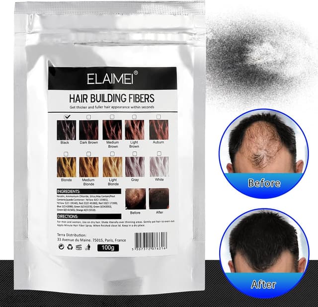 Detalle 2 de Fibre per capelli nere (100 g) per correttore della caduta: effetto pieno istantaneo