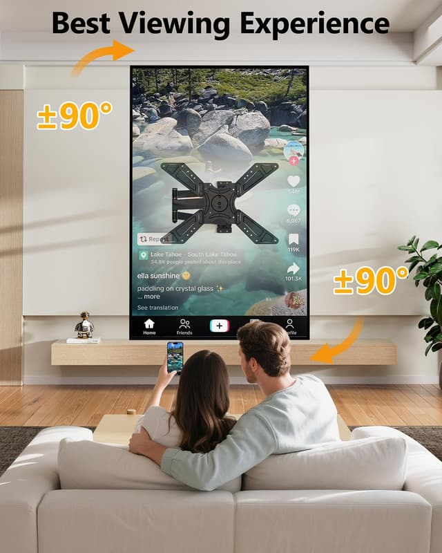 Detalle de FORGING MOUNT Full Motion Corner TV Wall Mount (32–75 in, up to 110 lbs) with 33" Extension and Portrait/Landscape Rotation