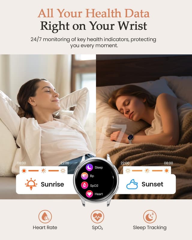 Detalle de AIMIUVEI Smartwatch Donna 1,27” HD con chiamate, SpO2 e cardio 24h, IP68