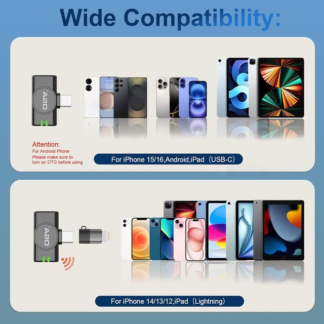 Detalle 2 de OSA Lavalier-Mikrofon für iPhone & Android-Kamera (USB-C/Typ-C) – kabelloses Ansteckmikrofon für Vlog, TikTok