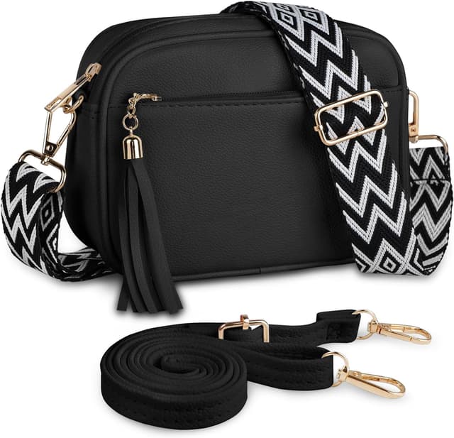 Detalle de Kememo small faux leather cross body bag for women (adjustable wide strap)