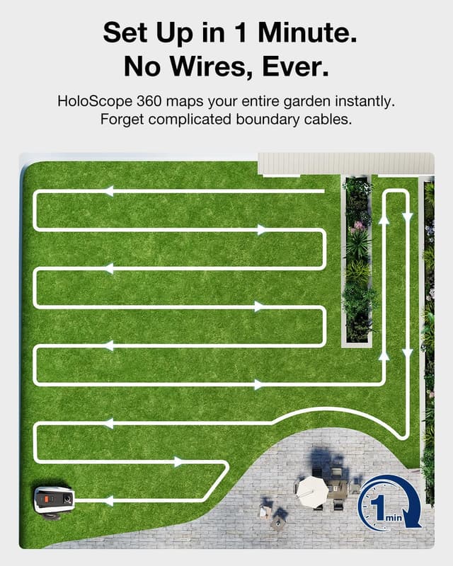 Detalle de ECOVACS GOAT O1200 LiDAR Pro robotic lawn mower with app control (up to 180m²/h)
