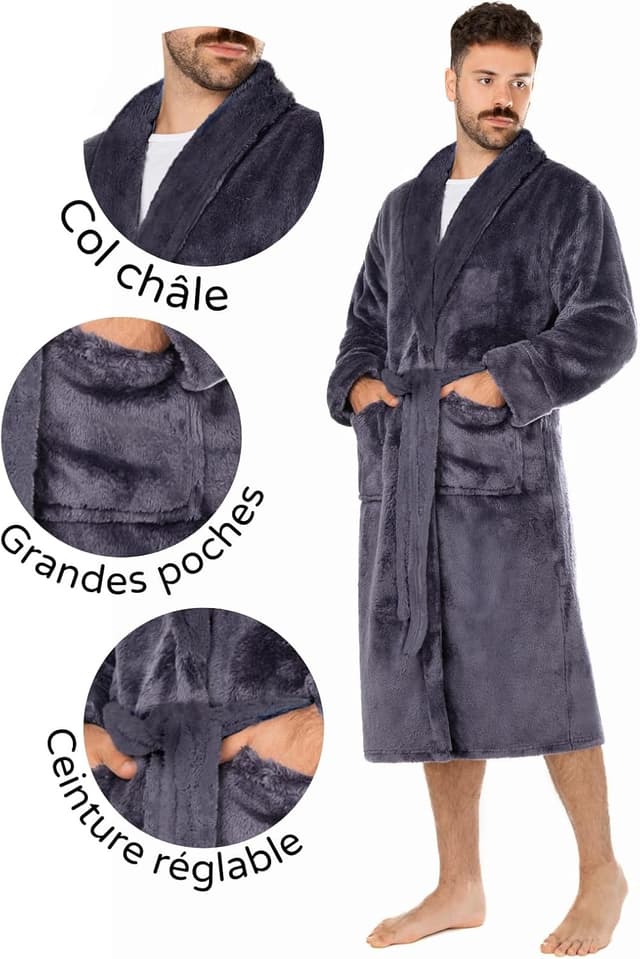 Thumbnail 3 de LEBENGOOD Robe de Chambre Homme 100% microfibre