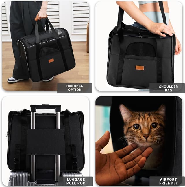 Detalle 2 de SOKANA Foldable Large Cat Carrier Bag (45cm x 34cm x 38cm) with Shoulder Strap