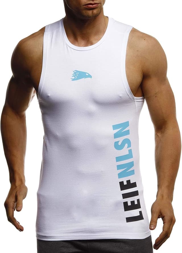 Detalle de Leif Nelson Sport LN-8283 canotta fitness da uomo in cotone