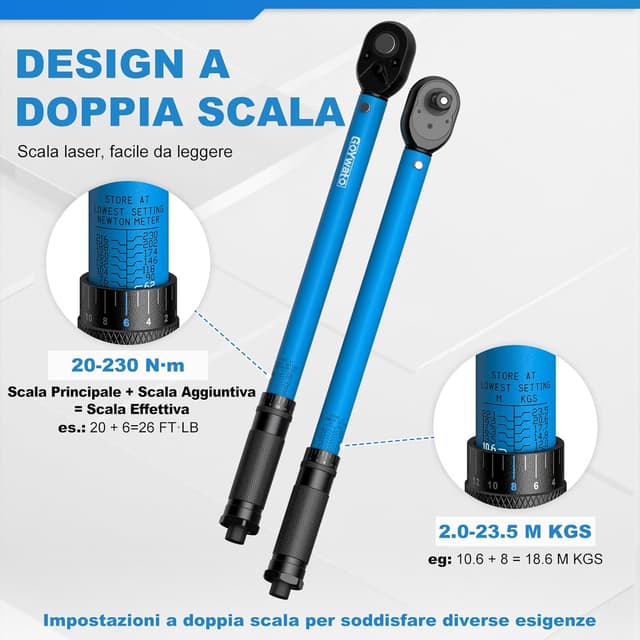 Thumbnail 6 de GoYwato set di chiavi dinamometriche 1/4”, 3/8” e 1/2” (3 pezzi) con precisione ±3%