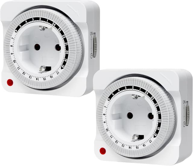 Detalle de Mechanische Zeitschaltuhr Steckdose (2er-Set) mit 24-Stunden-Programm, 96 Segmenten à 15 Minuten