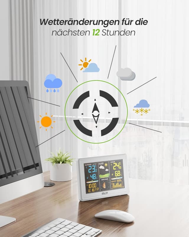 Detalle 1 de BALDR Wetterstation Funk 5 Uhr DCF