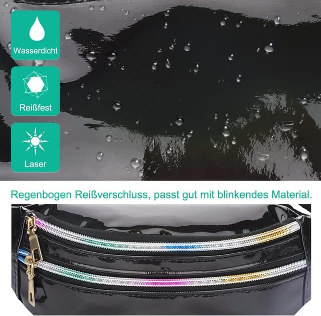 Detalle 2 de TBoonor Bauchtasche Schwarz mit 3 Fächern