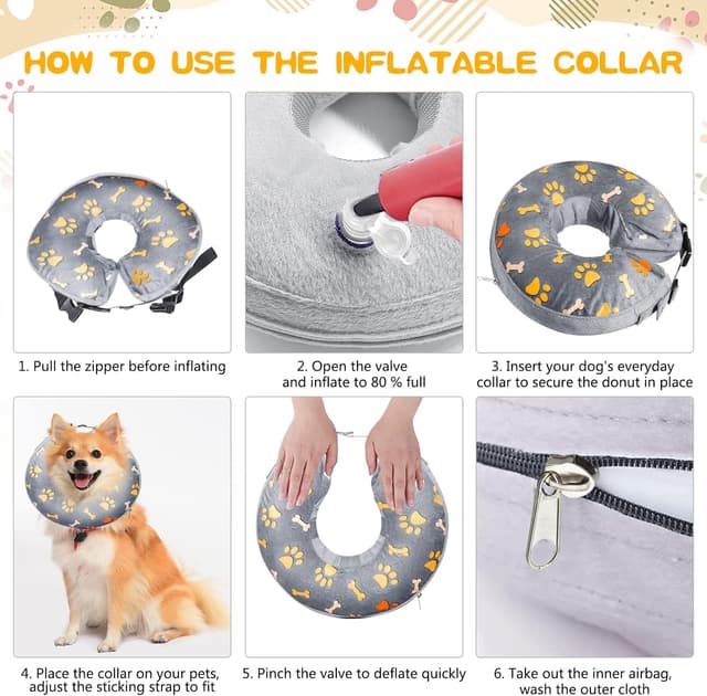 Detalle 2 de Inflatable Recovery Collar for Dogs & Cats (Medium) – Soft donut design to stop licking and biting wounds