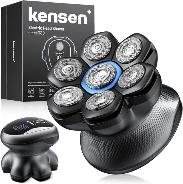 Detalle de kensen Rasoio Testa Calva Uomo Zero Assoluto 2 Velocità 7D Impermeabile IPX6 Cordless con Display LED e USB-C