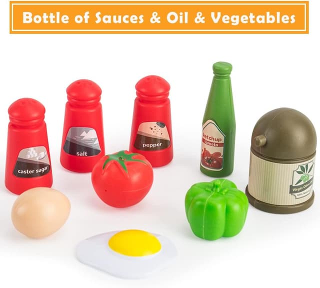 Detalle 2 de Bruvoalon 32-Piece Kids Play Kitchen Toys Set (Toddlers Pretend Cooking Set) – Green