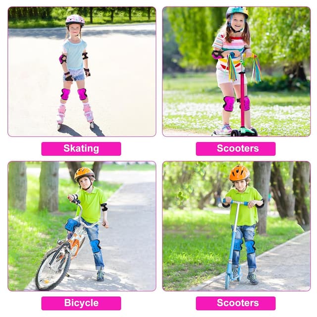 Thumbnail 4 de Inkidio Kinder-Schutzausrüstungs-Set mit Knieschützern, Ellbogenschützern & Handgelenkschützern (für Skaten, Skateboard, Roller, Radfahren)