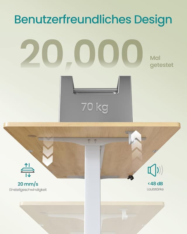 Thumbnail 6 de SONGMICS höhenverstellbarer Schreibtisch elektrisch LSD132YA01 (120 x 60 cm) mit Memory, 4 Höhen & USB‑C