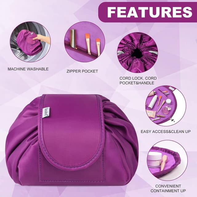 Detalle 2 de Lazy drawstring makeup bag waterproof, large