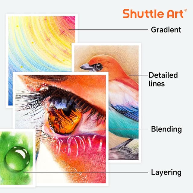 Detalle 2 de Shuttle Art 180 Colouring Pencils (Soft Core) set with 4 sharpeners