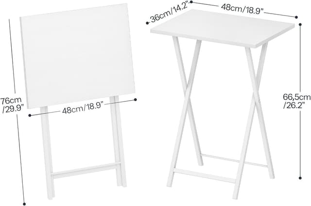 Detalle de HOOBRO Table d’appoint pliable blanche EWW15BZ01 (48 x 36 x 66,5 cm)