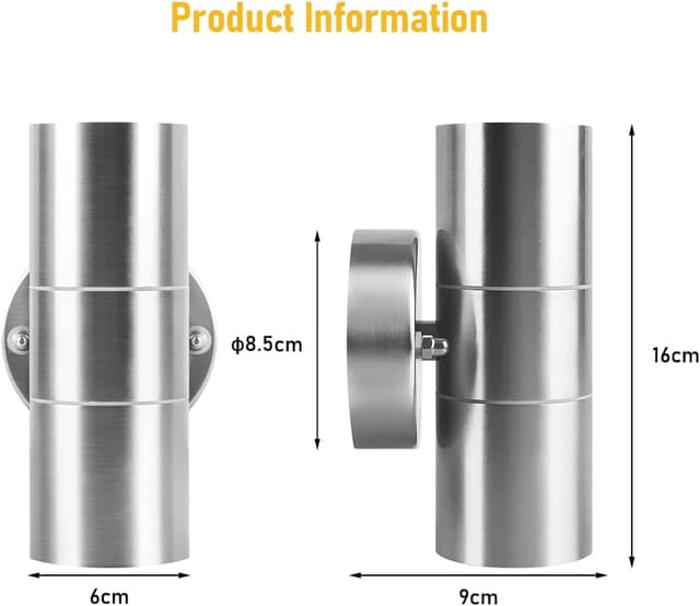 Detalle 2 de Kerry Outdoor Wall Lights stainless steel IP44 LED up down mains wall sconces (silver)