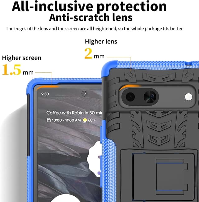 Detalle 2 de Pilaru for Google Pixel 7a Case with 2 Screen Protectors (Red) + Kickstand