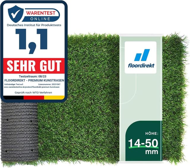 Detalle de Floordirekt Kunstrasen Outdoor Rasenteppich als Meterware – 18 mm Florhöhe, 200 x 300 cm
