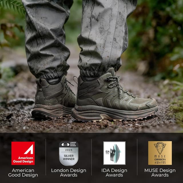 Detalle de NORTIV 8 Men’s Waterproof PRO Hiking Boots (Armadillo FieldLite) with Rebound Tech