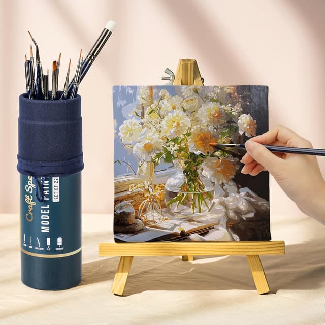 Detalle 2 de Craft Spectrum 22pc Model Paint Brushes Miniatures Painting Set (22 miniature brushes + drybrush set)